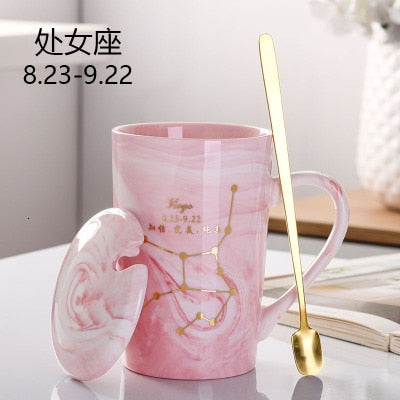 Marble 12 Constellation Ceramic Pink Zodiac Mug