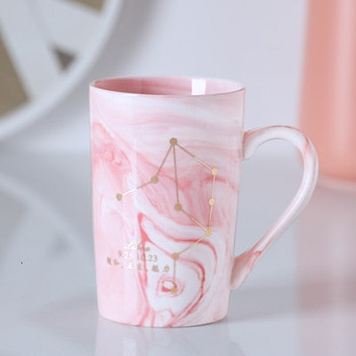 Marble 12 Constellation Ceramic Pink Zodiac Mug