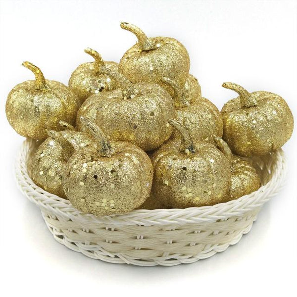 Seasonal Golden Small Foam Decorative Pumpkins