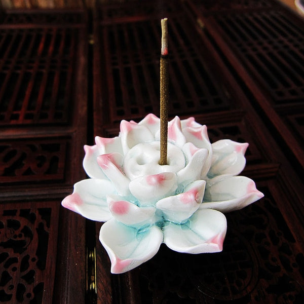 Ceramic Lotus Flower Incense Burner