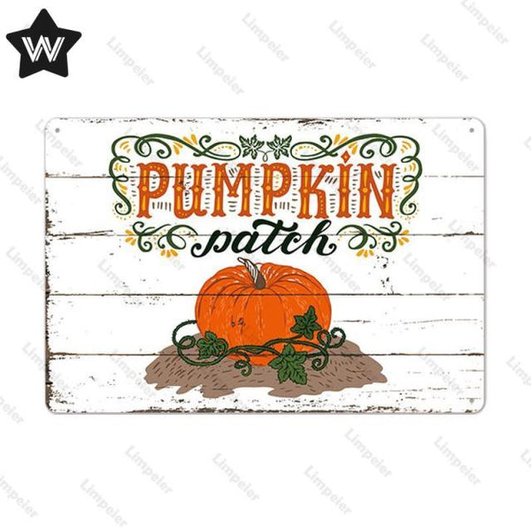 Seasonal Pumpkin Metal Plaque
