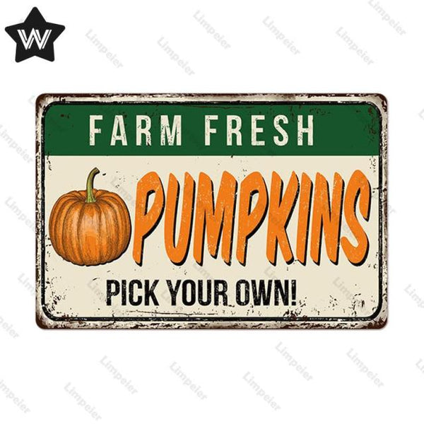 Seasonal Pumpkin Metal Plaque