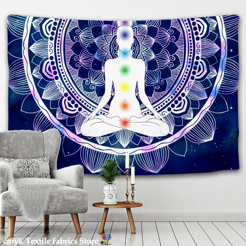 India Mandala Tapestry Wall Hanging Boho Decor Wall Cloth Tapestries  Psychedelic Hippie Night Moon Tapestry Mandala Wall Carpet